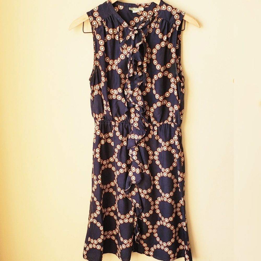 Anthropologie Lil Bullseye Silk Dress Size 6